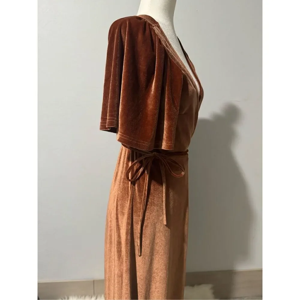 Baltic Born Megan Velvet wrap maxi dress S
